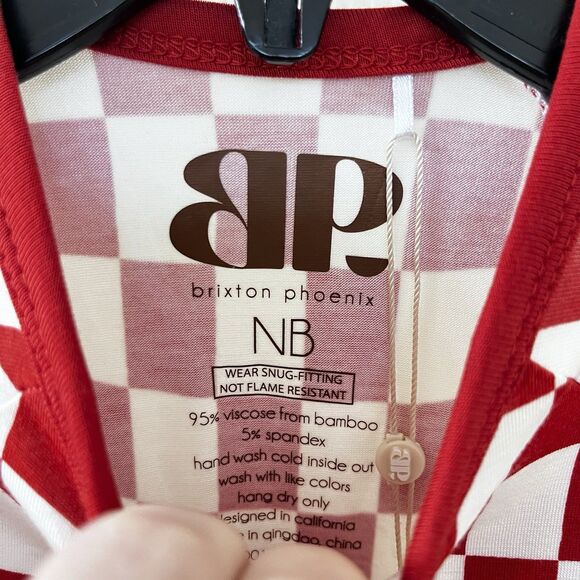Brixton Phoenix Candy Check Bamboo Zip Romper Zippy Burnt Orange SZ Newborn NWT - Picture 5 of 15